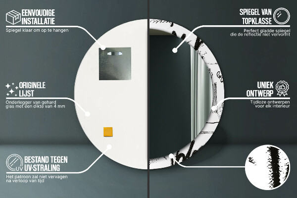 Round wall mirror decor Graffiti pattern