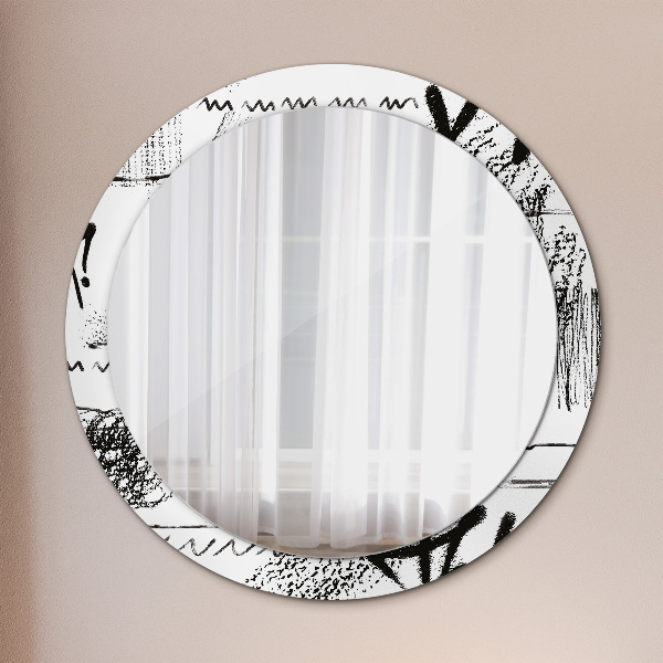Round wall mirror decor Graffiti pattern
