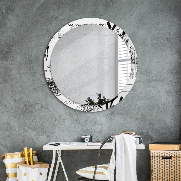 Round wall mirror decor Graffiti pattern