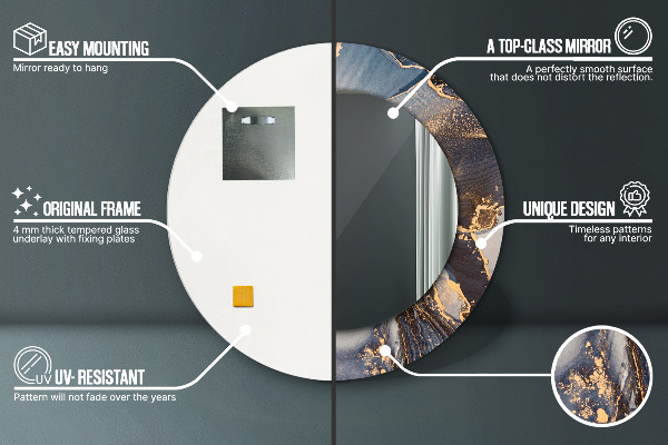 Round wall mirror decor Abstract fluid