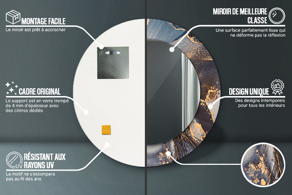 Round wall mirror decor Abstract fluid