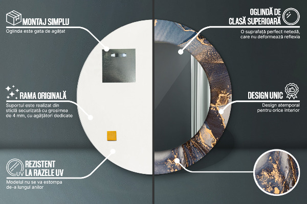 Round wall mirror decor Abstract fluid