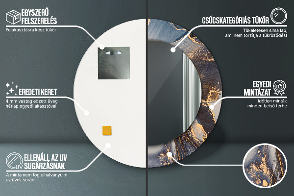 Round wall mirror decor Abstract fluid