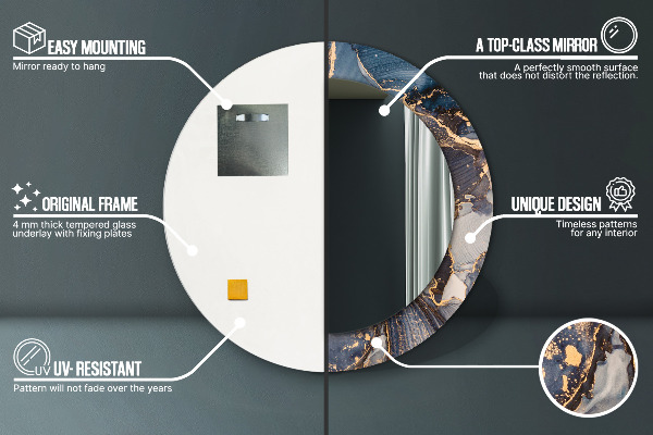 Round wall mirror decor Abstract fluid