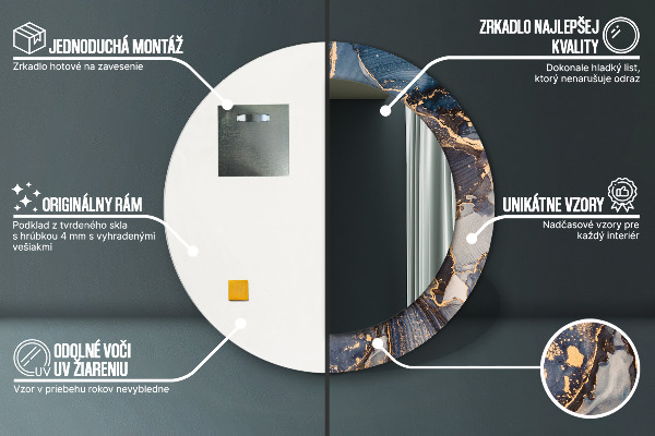 Round wall mirror decor Abstract fluid