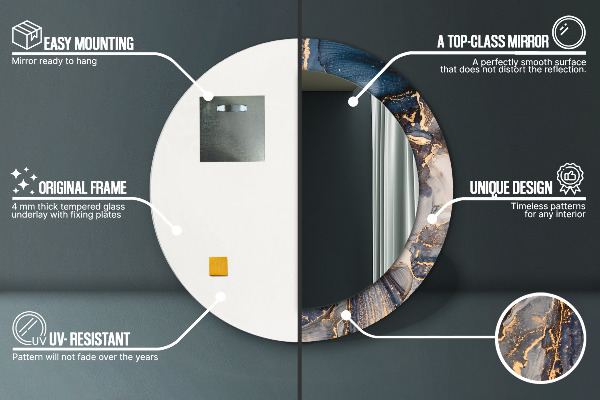 Round wall mirror decor Abstract fluid