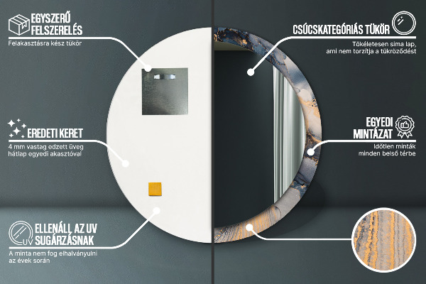 Round wall mirror decor Abstract fluid