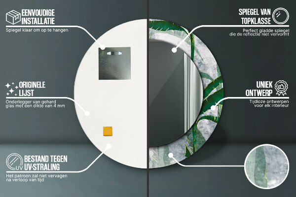 Round wall mirror decor Tropical leaves