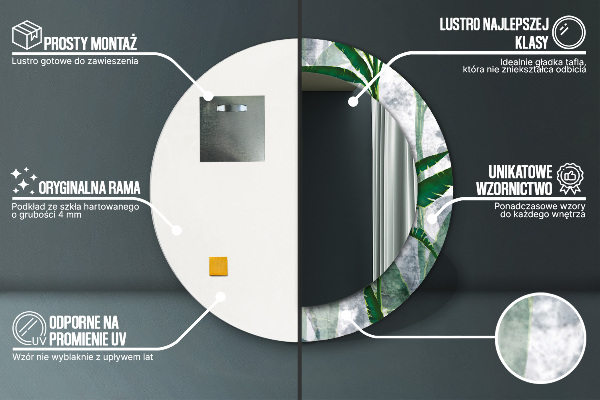 Round wall mirror decor Tropical leaves