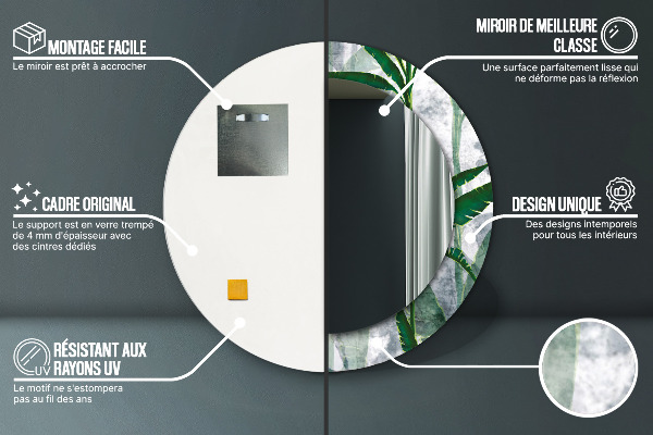 Round wall mirror decor Tropical leaves