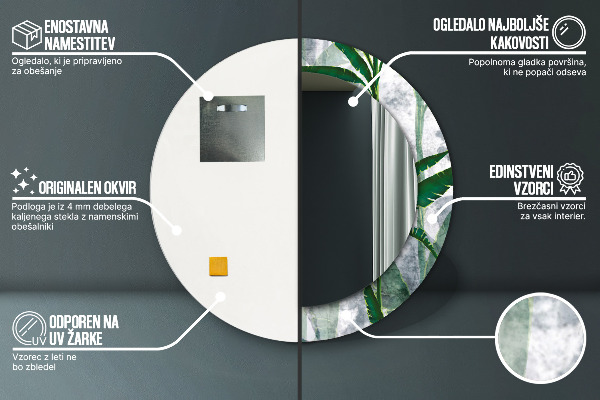 Round wall mirror decor Tropical leaves