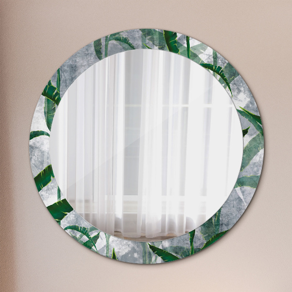 Round wall mirror decor Tropical leaves