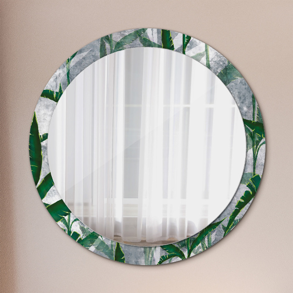 Round wall mirror decor Tropical leaves