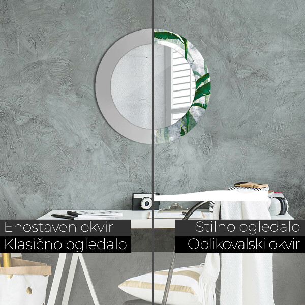 Round wall mirror decor Tropical leaves