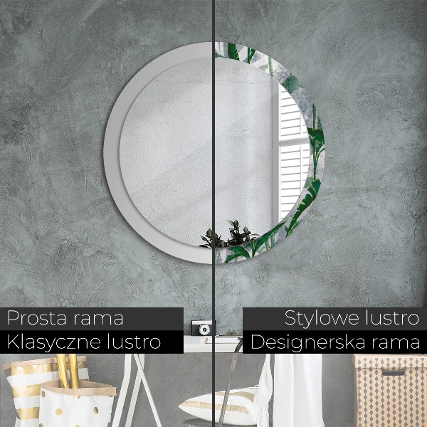 Round wall mirror decor Tropical leaves