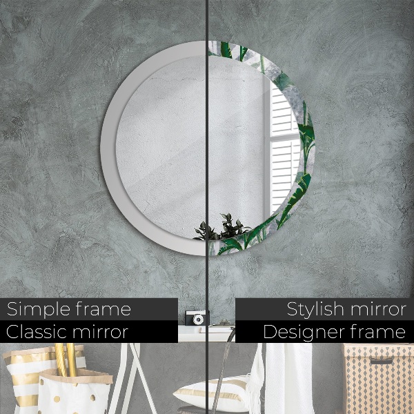 Round wall mirror decor Tropical leaves