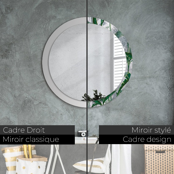 Round wall mirror decor Tropical leaves