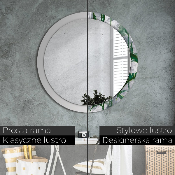 Round wall mirror decor Tropical leaves