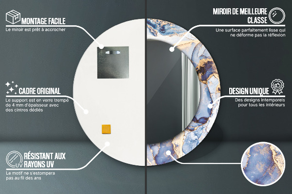 Round wall mirror decor Abstract liquid art