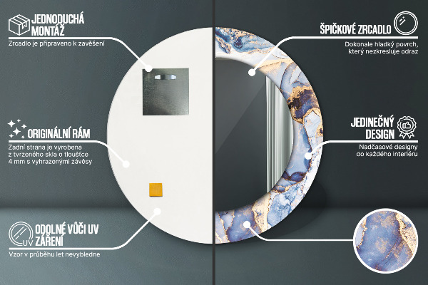 Round wall mirror decor Abstract liquid art