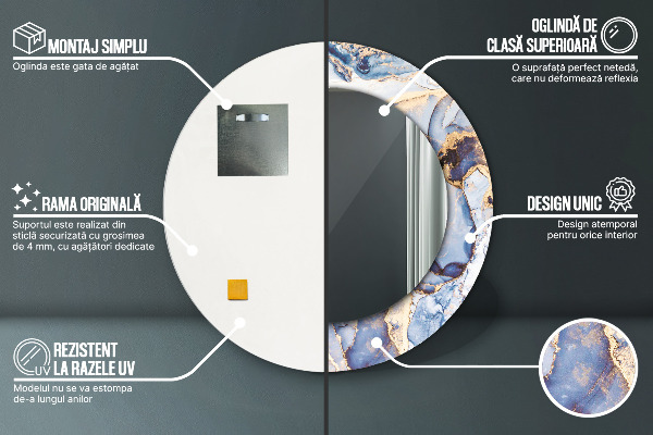 Round wall mirror decor Abstract liquid art