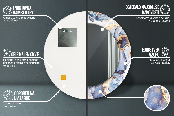 Round wall mirror decor Abstract liquid art