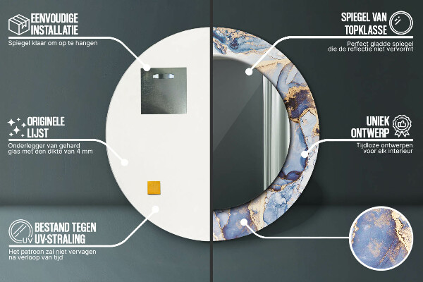 Round wall mirror decor Abstract liquid art