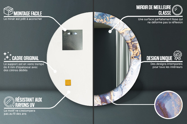 Round wall mirror decor Abstract liquid art