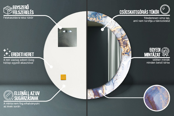 Round wall mirror decor Abstract liquid art