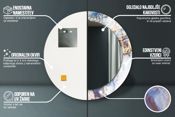 Round wall mirror decor Abstract liquid art