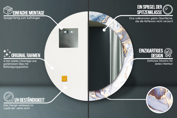 Round wall mirror decor Abstract liquid art