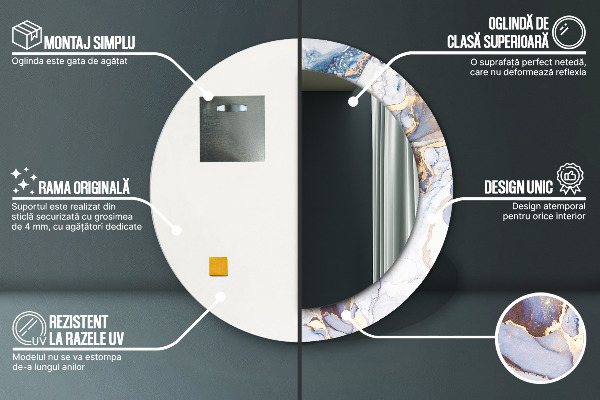 Round wall mirror decor Abstract liquid art