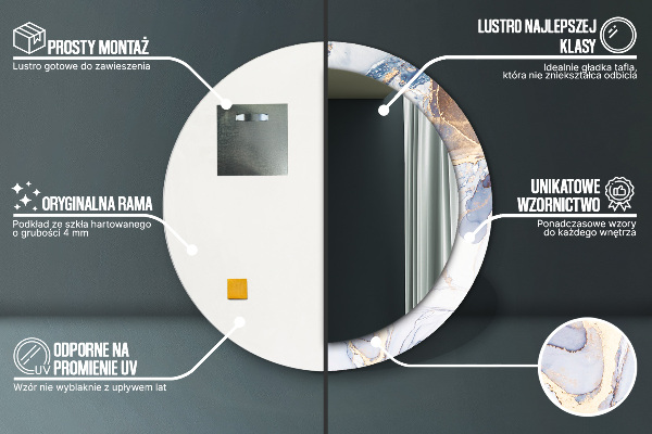 Round wall mirror decor Abstract liquid art