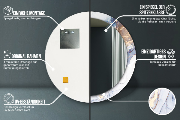 Round wall mirror decor Abstract liquid art