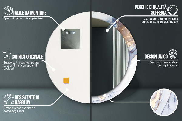 Round wall mirror decor Abstract liquid art