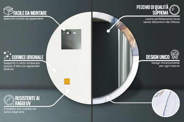 Round wall mirror decor Abstract liquid art