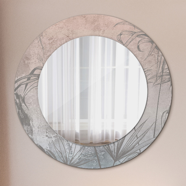 Round wall mirror decor Tropical flowers