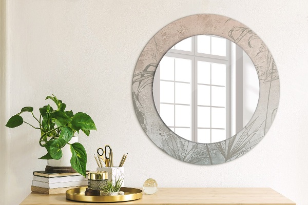 Round wall mirror decor Tropical flowers