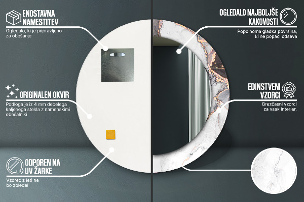 Round wall mirror decor Abstract fluid