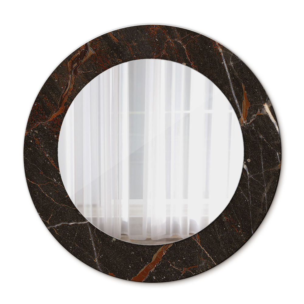 Round wall mirror decor Brown marble