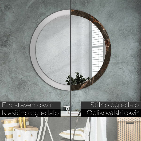 Round wall mirror decor Brown marble