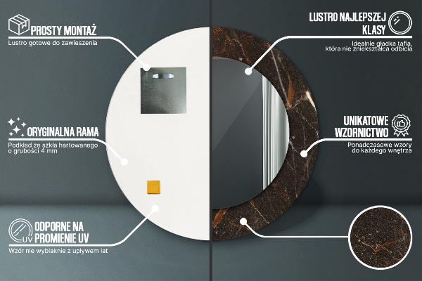 Round wall mirror decor Brown marble