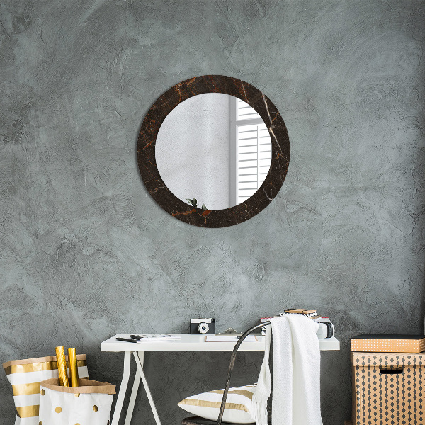 Round wall mirror decor Brown marble