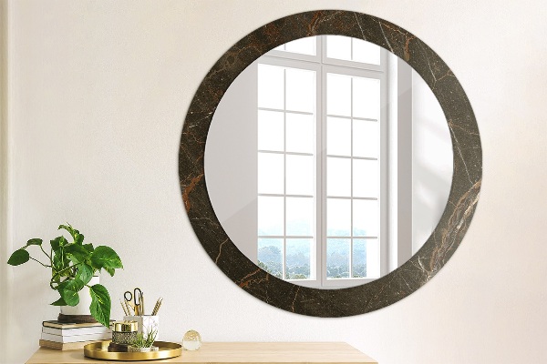 Round wall mirror decor Brown marble