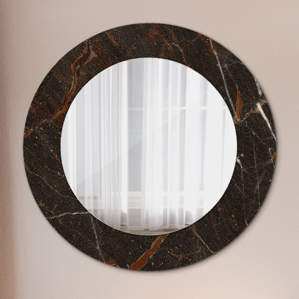 Round wall mirror decor Brown marble