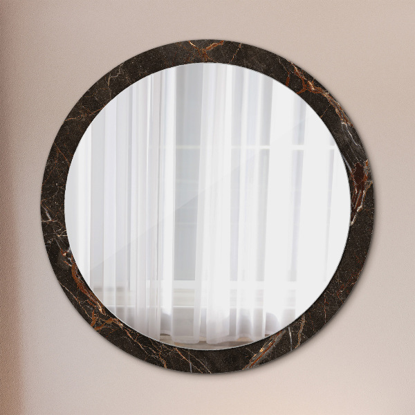 Round wall mirror decor Brown marble