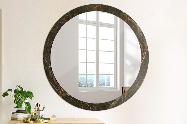 Round wall mirror decor Brown marble