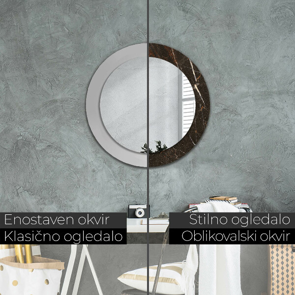 Round wall mirror decor Brown marble
