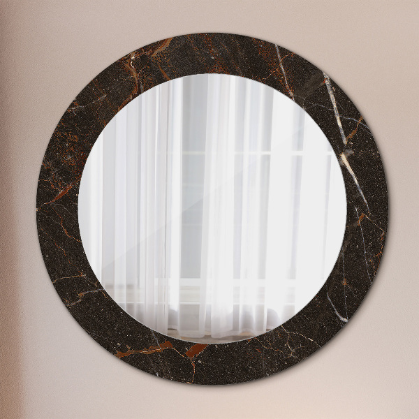 Round wall mirror decor Brown marble