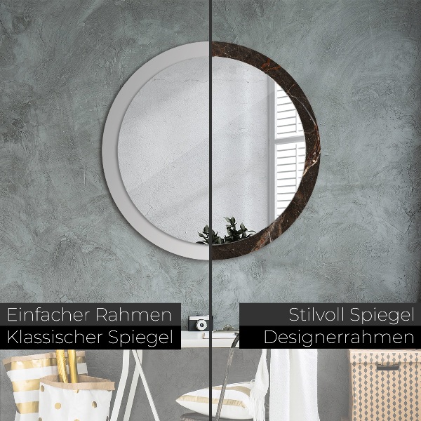 Round wall mirror decor Brown marble